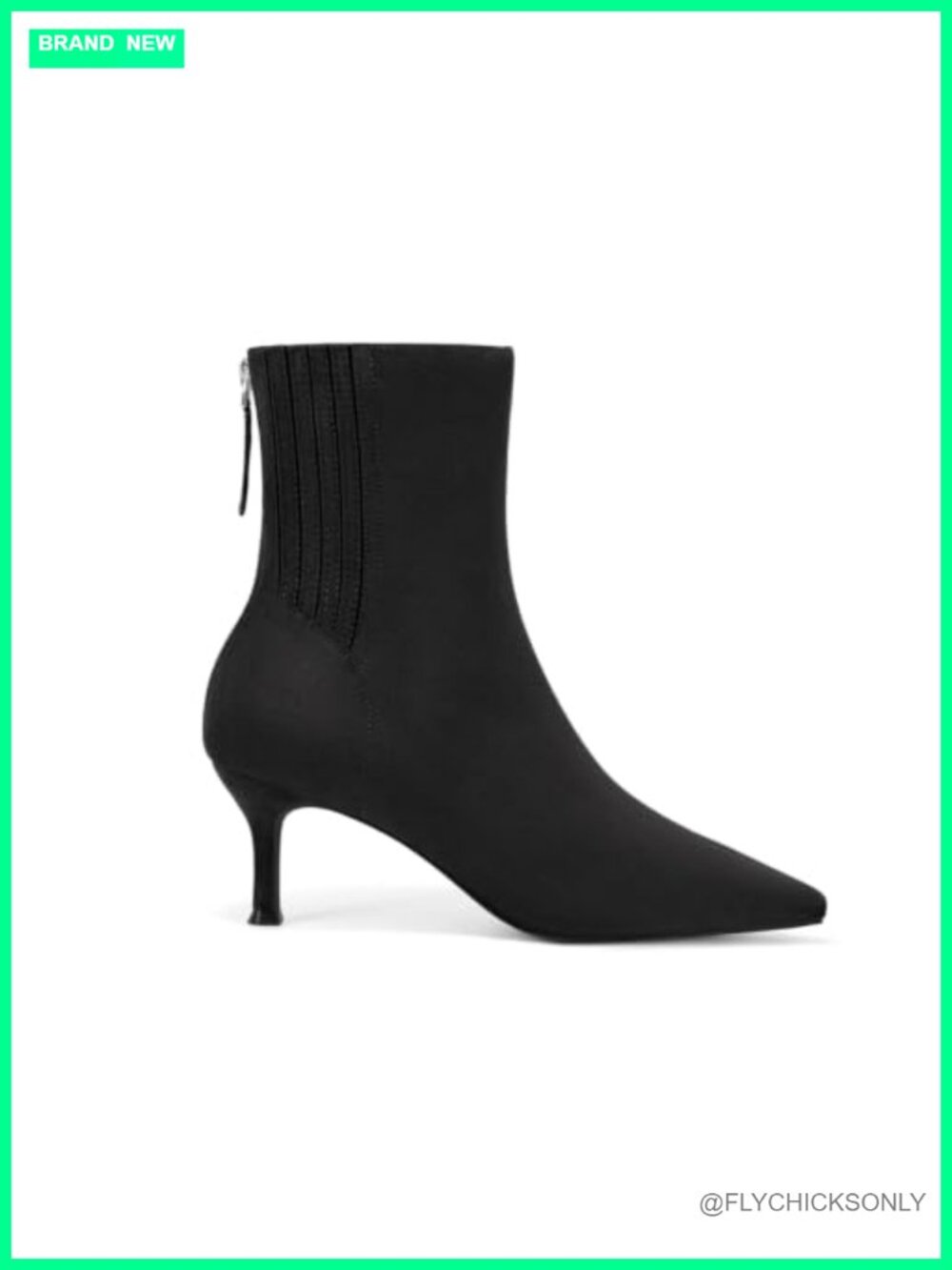 Faux Suede Ankle Boots Kitten Heel Pointed Toe Back Zipper Dress Booties
